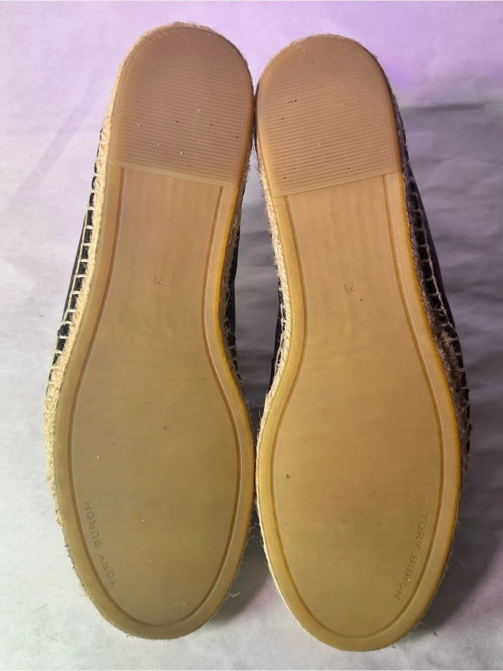 Tory Burch Black Leather Espadrille-Trim Loafer - Picture 9 of 16